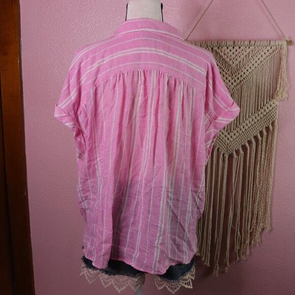 Sonoma | Short Sleeve Button Up Linen Top Large - Picture 4 of 7